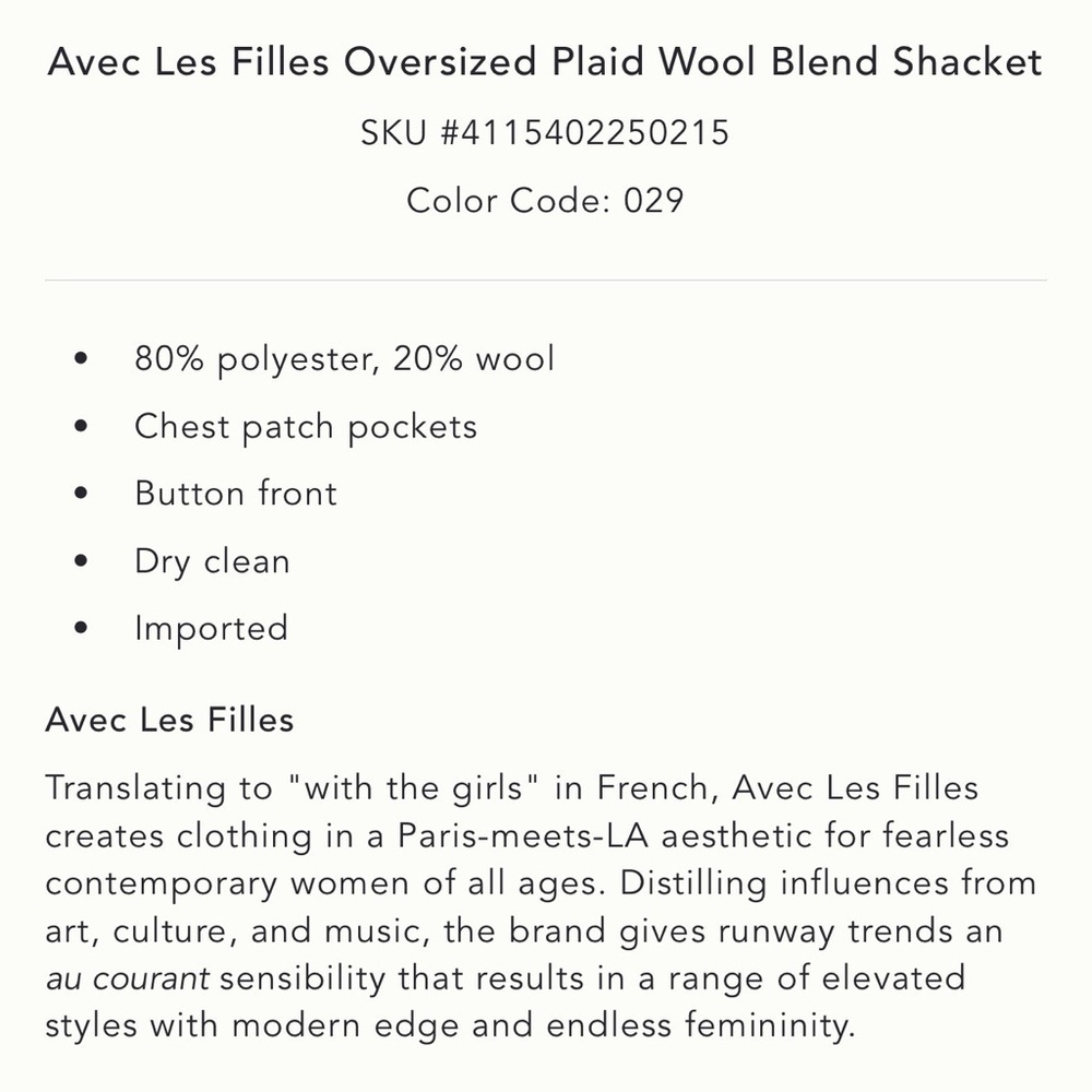 NWT new small Anthropologie avec les filles Plaid Button jacket shacket brown - Picture 4 of 16